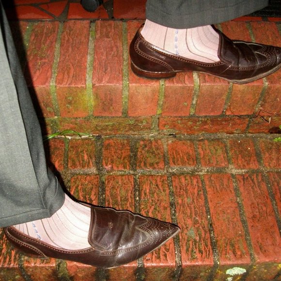 2PR Men's Sheer Taupe Thick N Thin with Pattern, Cap Toe Cap Heel Socks - 10 -13 - Picture 6 of 13